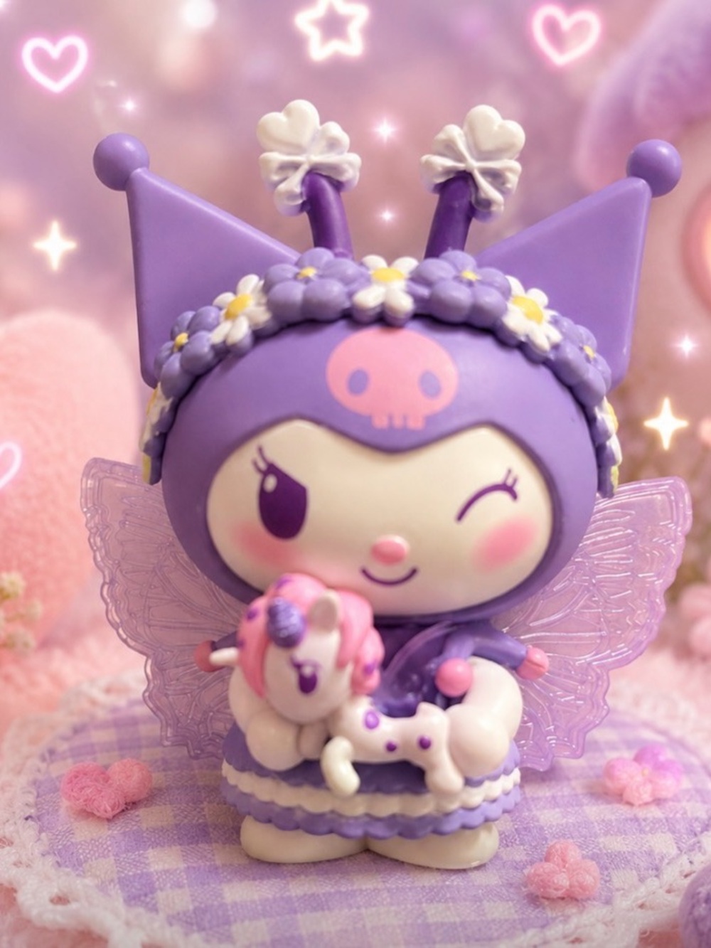 Sanrio Purple Kuromi Fairy Figure with Pink Accent Unicorn